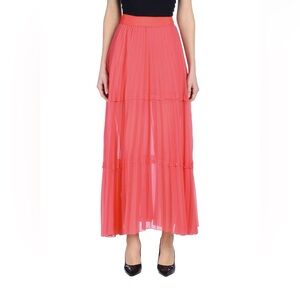 Elegant Pink Pleated Midi Skirt for Cocktail Events